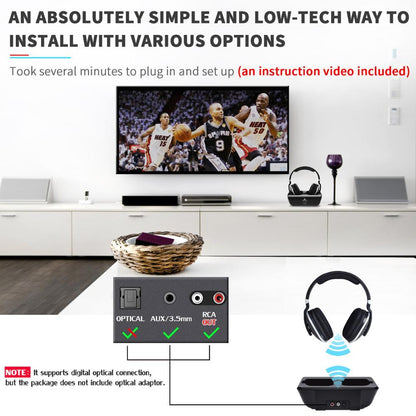 Wireless TV Headphones – On-Ear with Deep Bass
